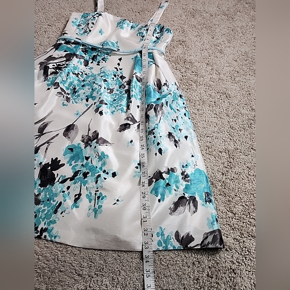 Jessica Howard Teal Floral Swing Tea Dress With Belt  Sz 12 - Picture 11 of 12